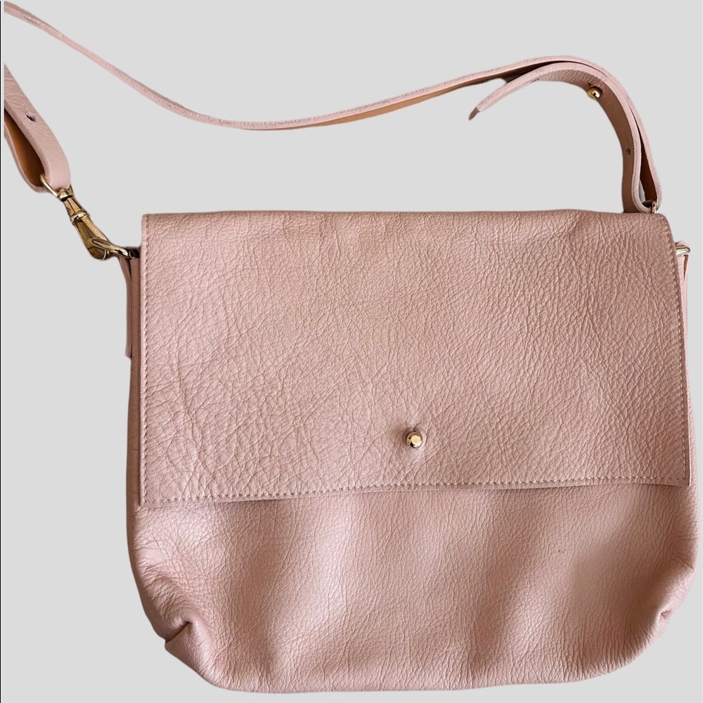 Small Soft Slouchy Leather Crossbody Flap Bag Powder Light Pink